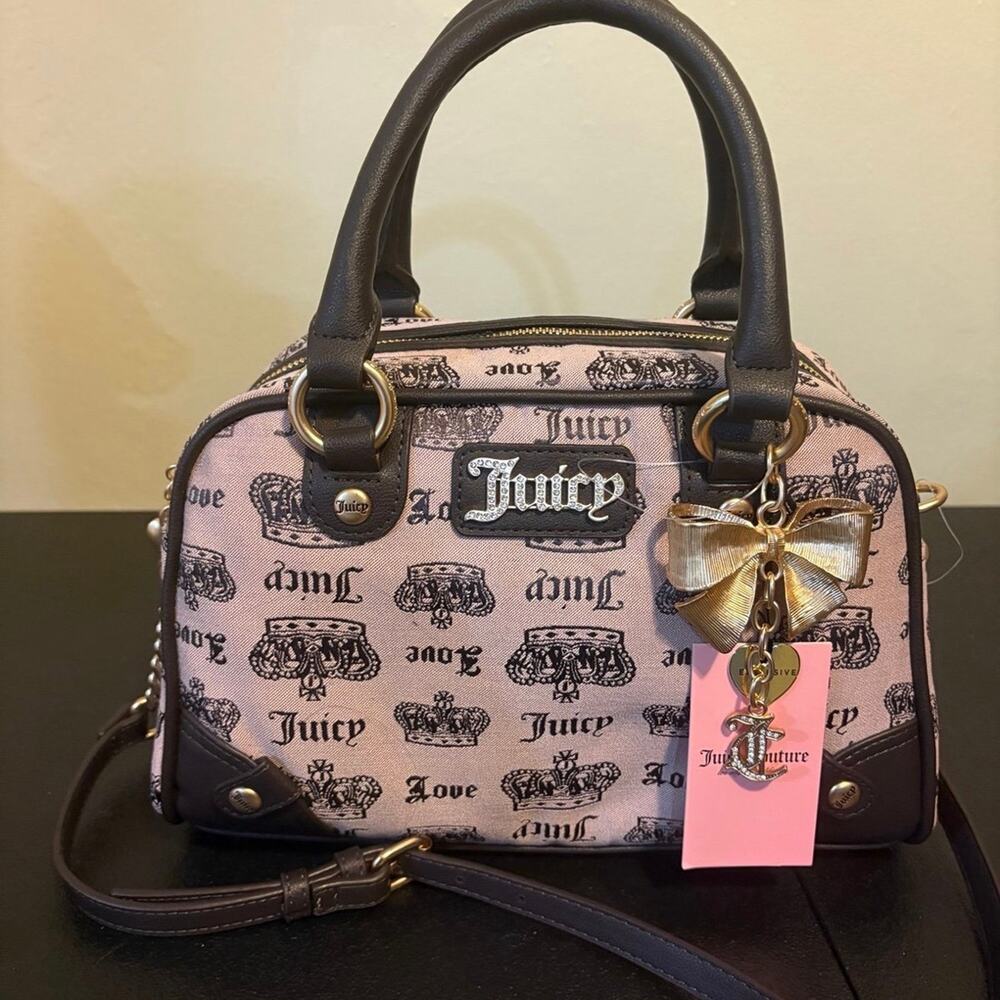 Juicy Couture Heritage Core Crossbody Bag - Chocolate Brown / Dusty Blush